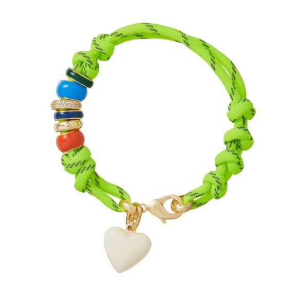 Roxanne Assoulin The Super Size Happy Cord Bracelet Neon/Ivory Heart - Picture 1 of 4